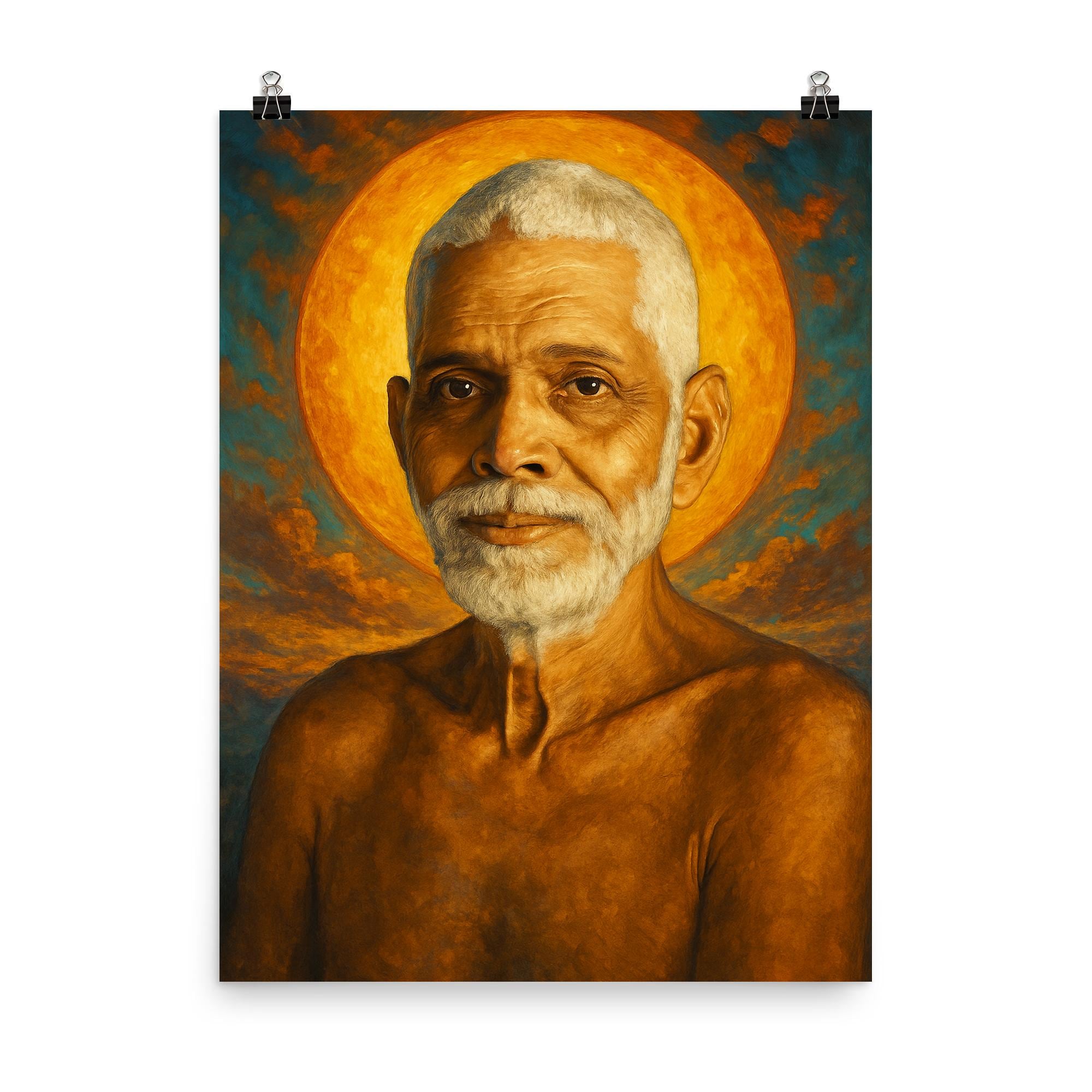 Ramana Maharshi Inspired Poster Print Spiritual Enlightenment Wall Art Unique Decor Zen Meditation Gift