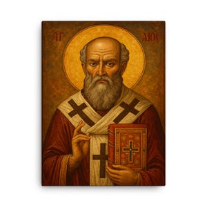 Saint Athanasius of Alexandria Canvas Print – Orthodox Christian Wall Art, Inspirational Byzantine Icon Decor