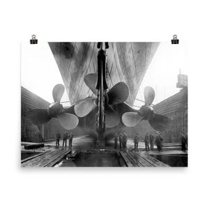 RMS Titanic in Dry Dock 1910 Poster Print - Historic Belfast Shipyard Art, Unique Maritime Wall Decor
