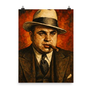Vintage Al Capone Portrait Print: Mobster Wall Art