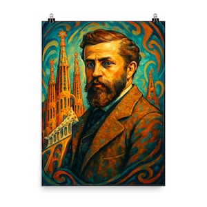 Antoni Gaudí Inspired Poster Print | Vibrant Catalan Architecture Wall Art Decor | Unique Home Gift