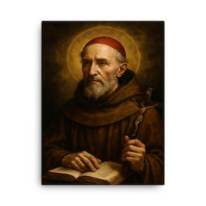 Saint Bonaventure Portrait Canvas Print – Renaissance Catholic Wall Art, Spiritual Home Decor, Unique Gift