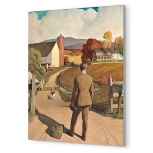 Newell Convers Wyeth The Homecoming, impression d&#39;art mural en métal, illustration vintage de livre de contes Americana emblématique