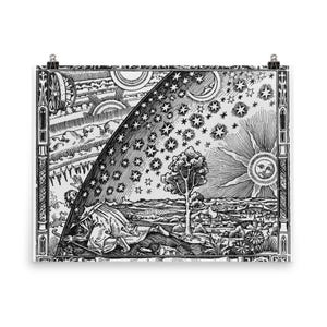 Impresión de póster con grabado de Flammarion: arte mural celestial vintage para decoración del hogar / Regalo único de astronomía paisajística