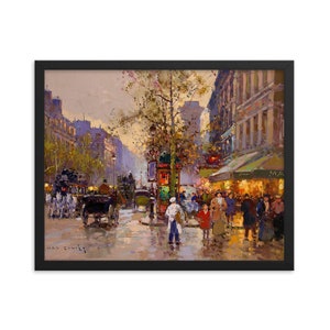 La Porte Saint-Denis Parijs van Edouard Leon Cortes ingelijste print