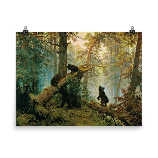 Matin dans une forêt de pins par Ivan Shishkin Affiche Print