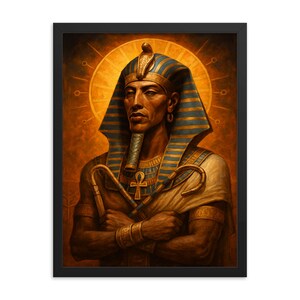 Akhenaten Framed Wall Art Print – Ancient Egyptian Pharaoh Decor, Unique History Lover Gift, Luxurious Museum-Quality Home Accent