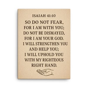 Isaiah 41:10 Bible Verse Canvas Wall Art – Inspirational Christian Decor, Faith Strength Prayer Scripture Print