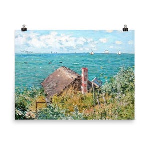 Claude Monet Poster Print: The Cabin at Saint-Adresse 1867 | Vintage Impressionist Wall Art Decor for Home or Office