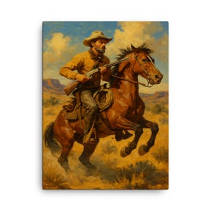 Frederic Remington Western Art Canvas Print – Vintage Cowboy Wall Decor, Rustic Western Home Accent