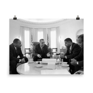LBJ & Civil Rights Leaders Historic Meeting Poster Print