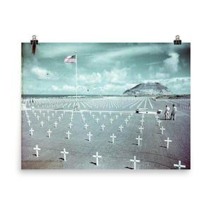 Heroes All USMC Cemetery Iwo Jima Poster Print - Unique Military Wall Art Decor for History Enthusiasts & Veterans
