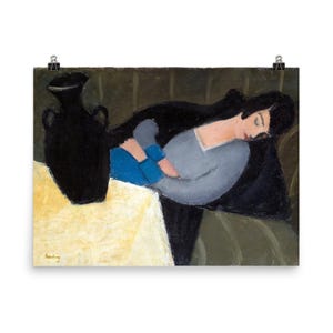 Póster de la obra La dama dormida con jarrón negro de Robert Bereny - Impresión de cuadro perdido