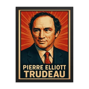 Pierre Elliott Trudeau Framed Portrait: Canadian Prime Minister, Retro Political Decor