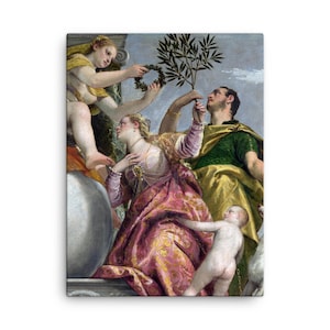 Happy Union by Paolo Veronese Canvas Wall Art – Renaissance Allegory of Love, Fine Art Reproduction Print Decor