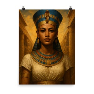 Queen Hatshepsut Egyptian Art Poster | Unique Historical Wall Print | Timeless Pharaoh Decor for Home & Office