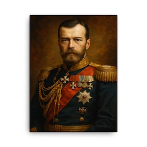 Impression sur toile Nicolas II de Russie - Art mural portrait impérial Romanov, décoration d&#39;intérieur de tsar, cadeau royal historique