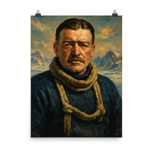 Lámina artística vintage de Ernest Shackleton - Póster con retrato de explorador histórico - Decoración de pared única para amantes de la aventura