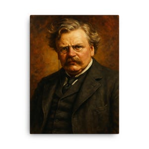 G K Chesterton Canvas Print – Literary Wall Art, Vintage Inspired Author Portrait, Unique Gift for Book Lovers, Home Decor