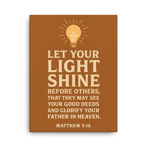 Mateo 5:16 &quot;Deja que tu luz brille&quot;, lienzo impreso, arte cristiano para pared, decoración inspiradora con versículos bíblicos, regalo de fe para el hogar.