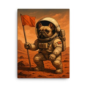 French Bulldog Astronaut Canvas Print: Whimsical Space Dog Wall Art