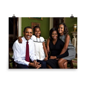 Obama Family Portrait in the Green Room Poster Print