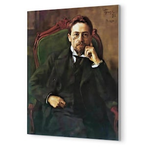 Anton Chekhov Metal Print, Literary Wall Art Portrait, Russian Playwright Decor, Gift for Book Lovers