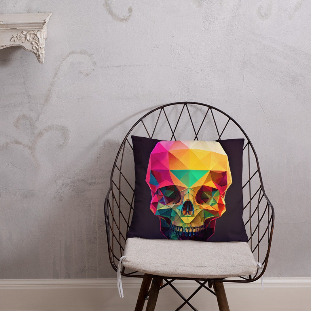 Skull Low Polygon 3D Art Pillow - Etsy
