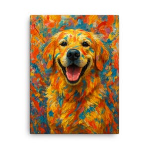 Impressão em tela de Golden Retriever: arte de parede abstrata com cachorro