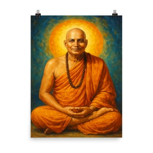 Sivananda Saraswati Poster Print - Inspiring Yoga Guru Wall Art for Meditation Room or Spiritual Decor