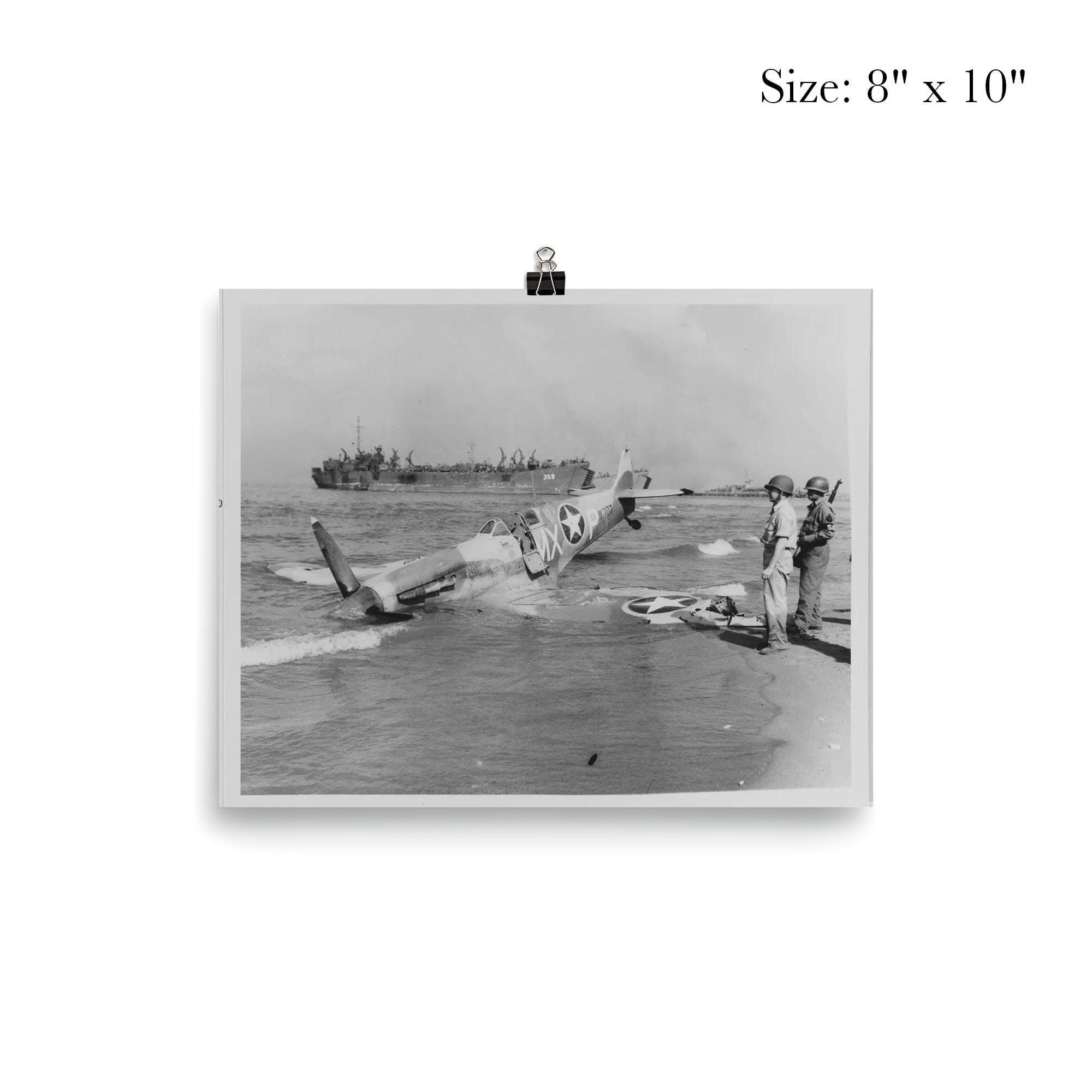 戦闘機 フォトアート 5枚 着陸中に撃墜された第二次世界大戦のスピットファイア ウォールアート