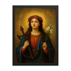 Saint Philomena Framed Print – Catholic Wall Art, Patron Saint Decor, Unique Rome-Inspired Gift, Ready to Hang, Spiritual Home Accent