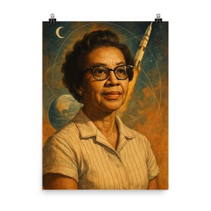 Katherine Johnson Wall Art Poster Print Inspirational NASA Mathematician Decor STEM Gift Science Icon