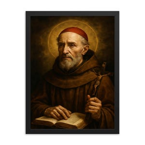 Saint Bonaventure Framed Portrait Print – Unique Catholic Wall Art, Medieval Scholar Decor, Inspirational Religious Gift, Ready to Hang