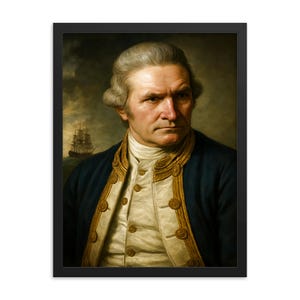 Captain James Cook Framed Print: Vintage Maritime Explorer Portrait Wall Art