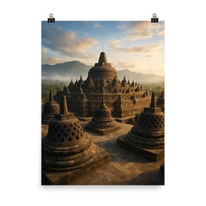 Borobudur Temple Poster: Indonesian Heritage Travel Art