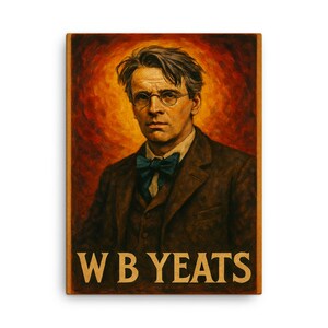 Impression sur toile W B Yeats – art mural littéraire, décoration de poète irlandais, cadeau inspirant pour amateur de livres, portrait d'auteur unique