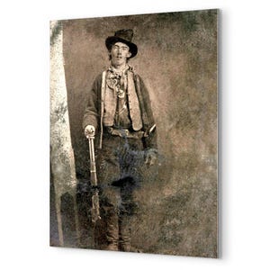 Billy the Kid Metal Print - Outlaw Western Wall Art, Dramatic Cowboy Portrait, Rustic Home & Gift