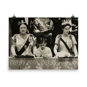 1953 Royal Coronation Poster: Prince Charles with Queen Elizabeth, Queen Mother & Princess Margaret Wall Art Print