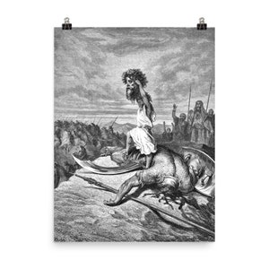 David Slays Goliath by Gustave Dore Poster Print