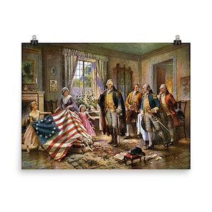The Birth of Old Glory (Betsy Ross presenting the Flag to George Washington) by Edward Percy Moran Poster Print
