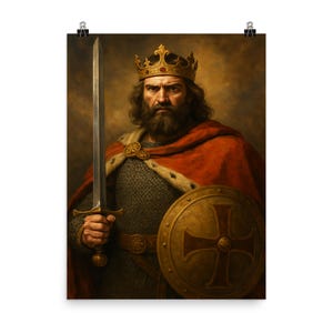 Historic Clovis I Wall Art Poster Print - Unique Medieval King Decor, Vintage French Royalty, Perfect Gift Idea
