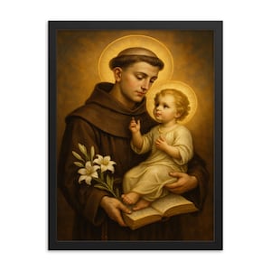 Saint Anthony of Padua Framed Print: Catholic Home Decor, Samba Wood