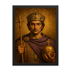 Emperor Justinian I Framed Print: Byzantine History Art, Gold Frame