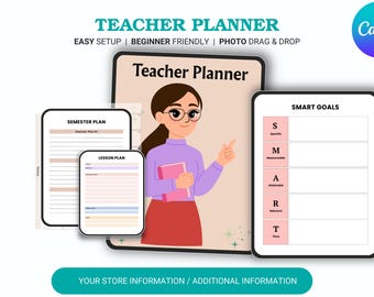 Docentenplanner pdf | Digitale lesplanner | Wekelijkse en maandelijkse roosters, studententracker, aanwezigheidslogboek, bewerkbaar afdrukbaar