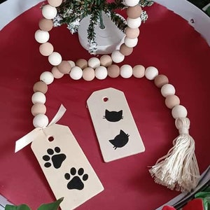 I love Dogs or I love Cats wooden bead Garland, Tiered Tray Decor , Pet decor