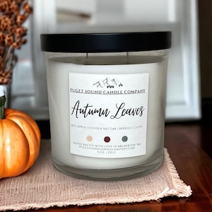 Autumn Leaves Handcrafted Coconut Soy Candle Autumn Candle Candle Fall Candle Gift for Friend Gift for Her Housewarming Gift Wedding Gift