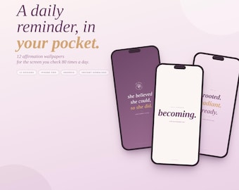 Affirmation Telefon Wallpaper Pack | Plum Gold Manifestation Sperrbildschirm (Digitaler Download)