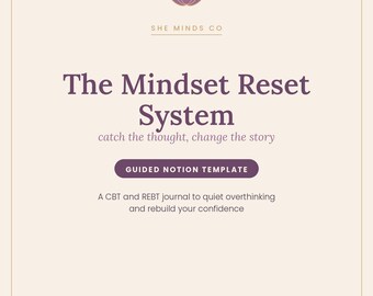 Mindset Notion Vorlage | CBT Gedanken-Reframing-Journal, Arbeitsbuch für Selbstvertrauen