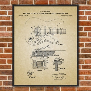Fender Electric Guitar Patent Prints, Guitarist Gift, Musician Gift, Vintage Guitar Art, Music Art Print, Guitar Art Print, 09062